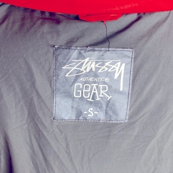 Y2k Stüssy tomato red puffer down hooded coat - Picture 11 of 11